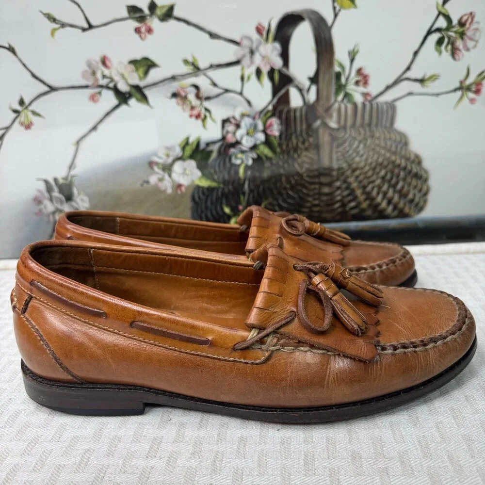 Johnston & Murphy Mens Size 9M Brown Leather Tassel Loafers Casual or Dress Shoe - Picture 3 of 9